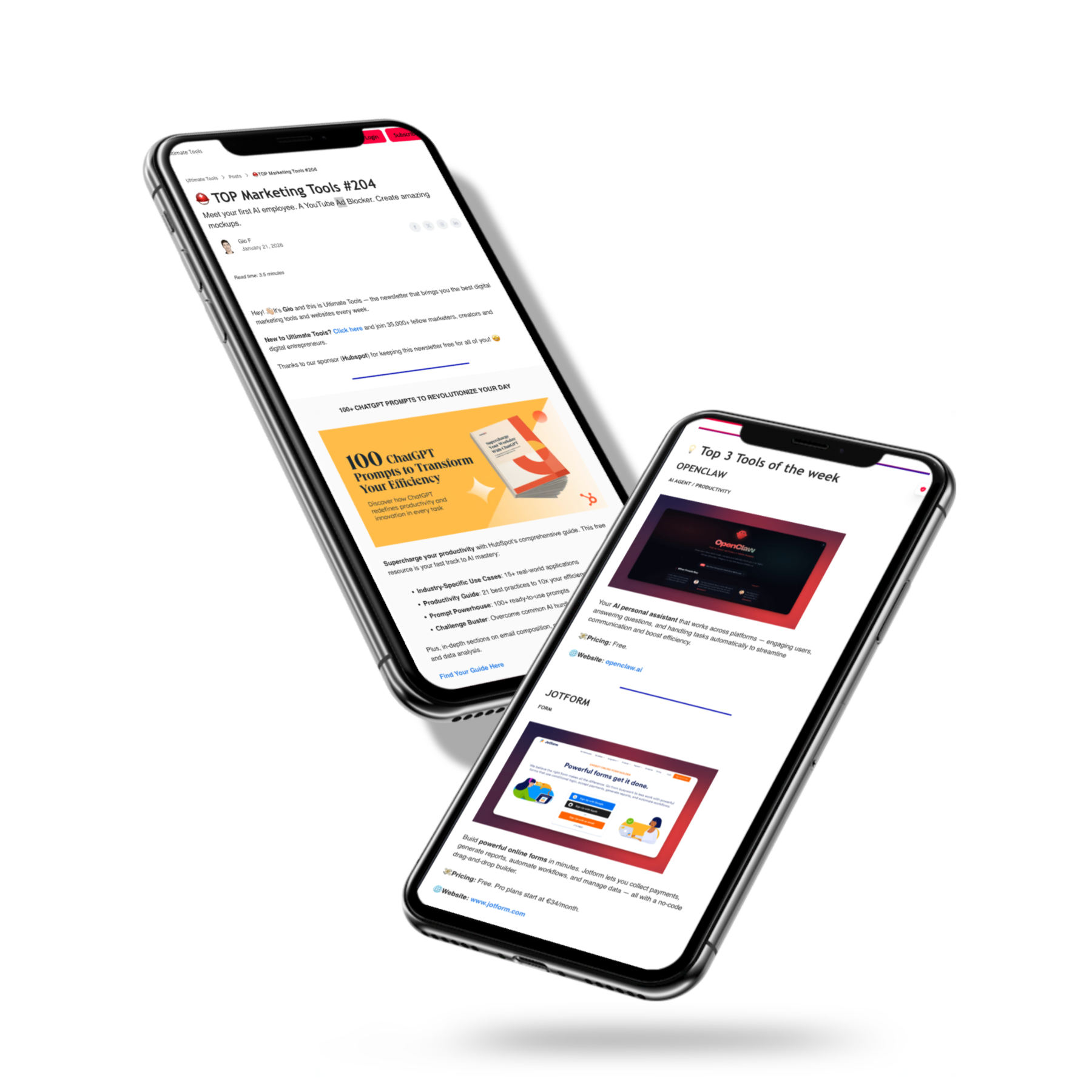 Ultimate Tools Newsletter preview on mobile devices